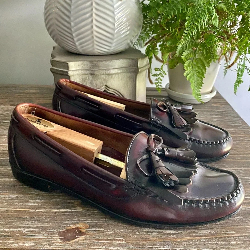 Cole Haan Mens 10D Pinch Tassel Leather Loafer Burgundy Business‎ Casual Shoes
